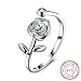 HMILYDYK 925 Sterling Silver Women Rose Detailed Rings Classic Vintage Flower Engagement Ajustable Band