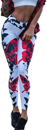Women High Waist Gym Sport Yoga Leggings Mingfa Summer Butterfly Printing Workout Fitness Trousers Elastic Running Pants