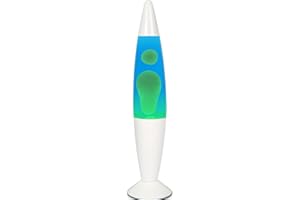 FINELIMOLA Magma 16Inch Beautiful Liquid Lamp - Blue/Green Wax, Relaxing Night Light for Home Decor, Motion Lamp for Living Room, Office, Bedroom - White Base