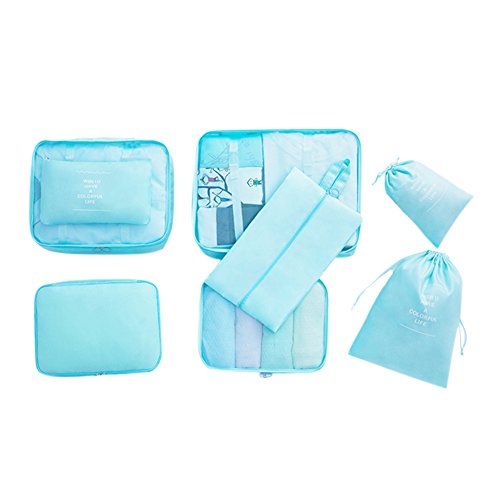 RedSonics(TM) 8Pcs/set Luggage Travel Storage Bags Packing Cubes Organizer Men and Women Fashion Double Zipper Mesh Bag