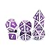 Haxtec Metal DND Dice Purple Silver with PU Leather Dice Bag D&D Dice Set for RPG Compatible with Dungeons and Dragons Gifts TTRPGs-Silver Royal Purple