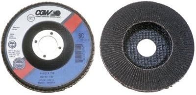CGW Abrasives 421-56004 Flap Discs, Silicon Carbide, Regular, 4", 60 Grit, 5/8" Arbor, 15,300 rpm