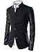 TheLees Mens Slim Leather Patched 2 Button Blazer
