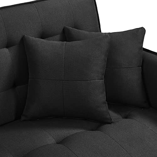 Yaheetech Futon Sofa Bed with USB Ports Futon Couch Futon Daybed Sleeper Sofa for Living Room