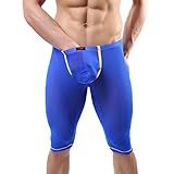 Tonsee Men's Fashion Sports Sexy Compression Base Layer Shorts Pants Underwear (L, Blue)