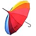 Kung Fu Smith Vintage Rainbow Pagoda Parasol Umbrella, Unique 16 Ribs and UV Protection Stick Rain Umbrella for Women and Girls