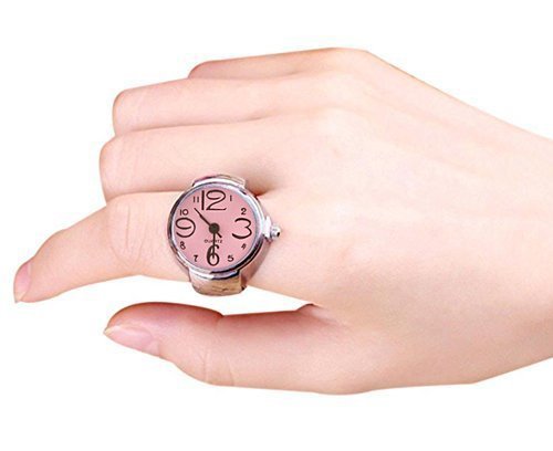 fasherati steel round elastic quartz finger ring watch for girls