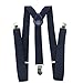 HABIBEE Solid Color Mens Suspender Y Shape with Strong Clips Adjustable Braces (Navy)