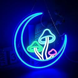 DREAMFORT Moon Mushroom Neon Sign Moon Neon Signs