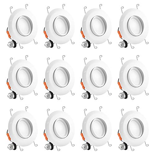 Luxrite 5/6 Inch Gimbal LED Recessed Light, 15W, 3000K Soft White, Dimmable LED Downlight, 1010 Lumens, Energy Star & ETL Listed, CRI 90, Damp Location – Adjustable Recessed Lighting (12 Pack)