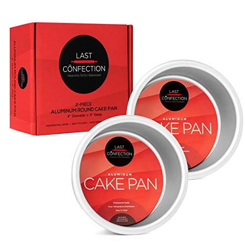 Last Confection 2-Piece Round Cake Pan Set - 4" x 2" Deep Aluminum Pans
