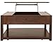 Signature Design by Ashley Marion Traditional Square Lift Top Coffee Table with 1 Fixed Floor Shelf, Dark Brown