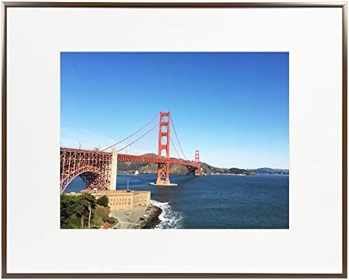 Frametory, 16x20 Metal Picture Frame Collection, Aluminum Photo Frame with Ivory Color Mat for Picture & Real Glass (Dark Brown)