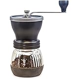 Khaw-Fee HG1B Manual Coffee Grinder with Conical Ceramic Burr - Because Hand Ground Coffee Beans Taste Best, Infinitely Adjustable Grind, Glass Jar, Stainless Steel Built To Last, Quiet and Portable