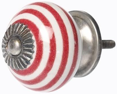 Dotcomgiftshop Red And White Stripe Ceramic Drawer Knob Amazon Co