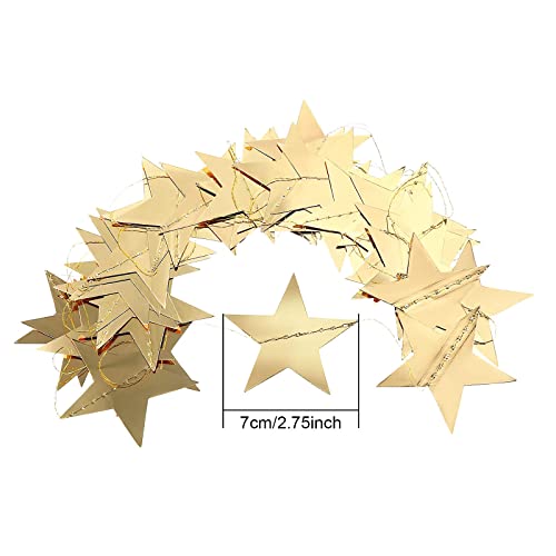 KASTWAVE Glitter Star Garland Banner Decoration, 130 Feet Bright Gold Star Hanging Bunting Banner Backdrop for Engagement Wedding Baby Shower Birthday Decor-Gold