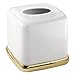 iDesign InterDesign Facial Tissue Cover/Holder for Bathroom Vanity Countertops York Boutique Box 2, Soft Brass and White