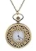 Godagoda Womens Antique Bronze Color Round Pocket Watch Hollow Flower Engraved with Link Chain 79cm