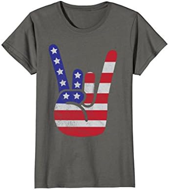Womens Vintage American Flag Big Rock Sign America Novelty Shirt XL Asphalt