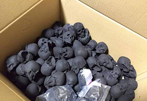 Skull Charcoal briquettes Handicrafts for Indoor or Outdoor Fireplaces, Firepit, Campfire, Halloween Decor, BBQ (Qty 6, Black)