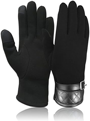Bodvera Touchscreen Windproof Warm Winter Wool Lined Gloves for Men, Black
