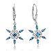 Sterling Silver Snowflake Leverback Earrings Adorned with Swarovski Crystals