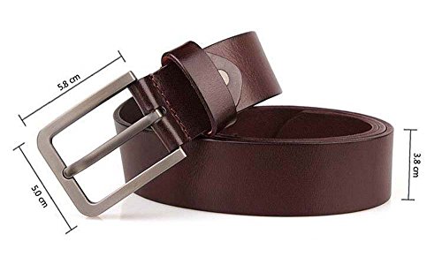 JingHao pin buckle Mens Belts Genuine Leather Casual Belt Size S-6XL (4XL 46"-48" Length 135cm, Chocolate)
