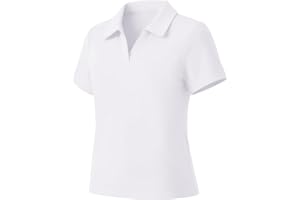 Hvididan Girls Polo Shirts Golf Tennis School Uniform Short Sleeve T Shirts V-Neck Collared Workout Tops for 5-14 Years