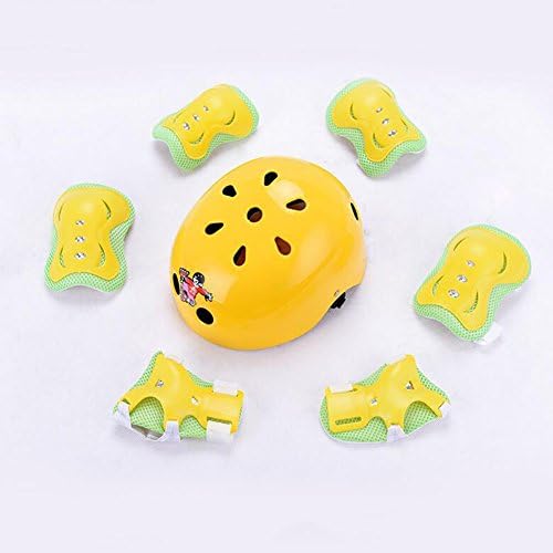 Protective Gear CJC Men And Women Child Roller Skating Helmet Skateboard Ice Skates Cycling Knee Pads 7 Pieces/sets (Color : 3, Size : S)