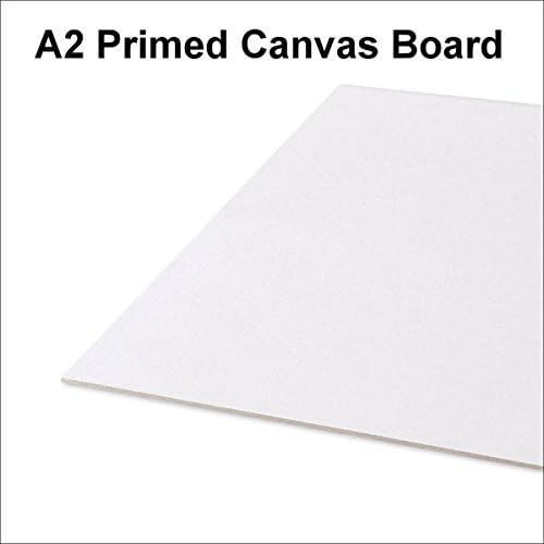 A2 (420 x 594mm) Primed Canvas Boards Panels 100% Cotton Gesso Oil Acrylic Painting (5 Boards)