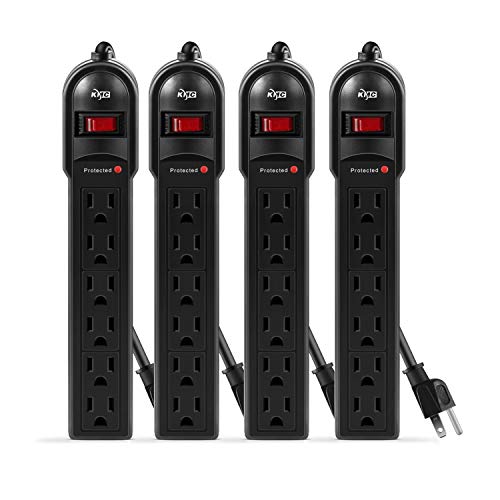 KMC 6Outlet Surge Protector Power Strip 4Pack, Overload Protection, 2