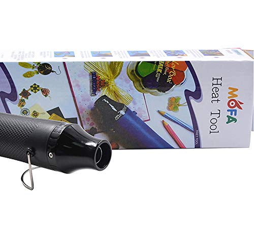 mofa emboss Heat Gun, Hot Air Gun Tools Shrink Gun with Stand For DIY Embossing And Drying Paint Multi-Purpose Electric Heating Nozzle 300W 110V (Black,Black)