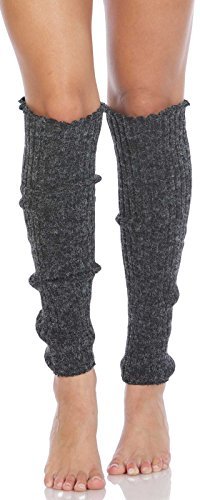 Foot Traffic Cable Knit Legwarmers (Long, Charcoal)