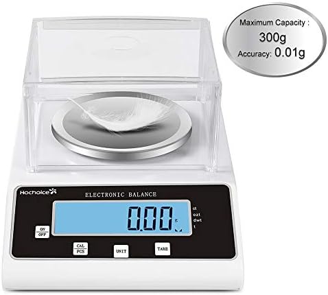 Hochoice Accuracy:0.01g Laboratory Digital Analytical Balance High-Precision Electronic Scales Industrial Scale Jewelry Scales Strain Sensor ABS Windshield(MAX Capacity:300g, Accuracy:0.01g)