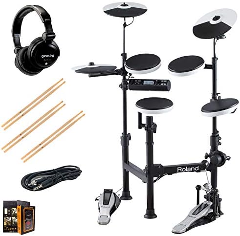 Roland PK TD-4KP Portable Electronic Drum Set Package with Gemini DJX-07 Headphones, 3 Pairs of Sticks, Aux Cable, and Free Mobile Holder