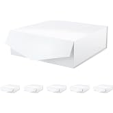 MALICPLUS White Gift Boxes with Magnetic Lids for Present,6 Pack | 9x9x3.4 In, Bridesmaids Proposal Box,Glossy,Reusable,Square,Luxury,Sturdy,for Birthday,Mothers Day,Valentines day,Christmas