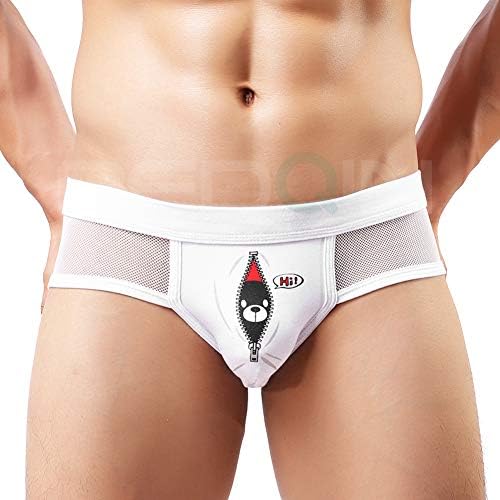REDQIN Sissy Pouch Panties Men's Hollow Thong G-String Bikini Printing Mesh Briefs Hipster hot Underwear Sexy for Men