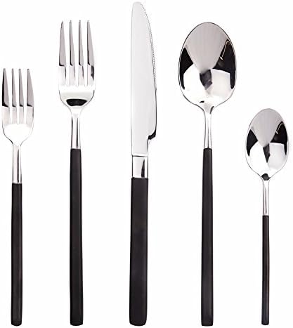 Flatware Sets 5 Pcs Silver Stainless Steel Perfect For Family Reunion Dinner, Or Business Portable Convenient