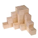 Supla 30pcs 1.5 Inch - Natural Solid Wood Square Blocks Wood Cube Blocks– For Puzzle Making, Crafts, And DIY Projects (30pcs)