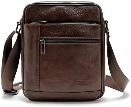 100% Leather Men's Crossbody Bag Casual Business Leather Mens Messenger Bag Vintage Men Bag Brown