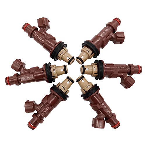Germban 6pcs Fuel Injector 2 Holes Fits for 1999-2002 4Runner 1999-2004 Tacoma 2000-2004 Tundra 3.4L-V6 23250-62040