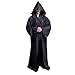 WESTLINK Hooded Robe Cloak Knight Cosplay Costume Cape - New Version - Bigger Cape (Double Cloth) with Strings Black