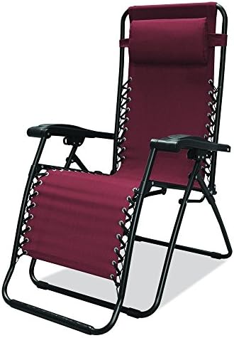 Best Recliner Chair Zero Gravity, Compact Easy Folding &amp; Reclining, Furniture for Outdoors Patio Camping Beach, Burgandy Color