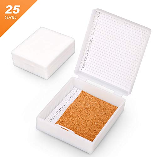 Slide Box, Plastic Cork Lined Microscope Slide Storage Box for 25 Slides