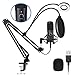 USB Podcast Microphone Kit, NASUM 192KHZ/24BIT Plug & Play Condenser Microphone with Sound Card, Volume Knob and LED Ring Light for Gaming, Recording, Voiceover, and YouTube