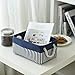 TcaFmac Storage Bins for Organization - Samll Fabric Storage Basket for Shelves with Handles, Collapsible Baskets for Organizing for Closet Laundry Bathroom (White & Navy16x12x8 inch)