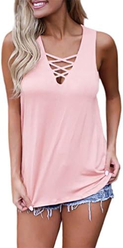 Women's Sleeveless Criss Cross Casual Tank Tops Basic Blouse