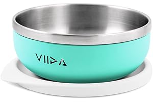VIIDA Soufflé Stainless Steel Bowl - Baby Bowl with Lid - Stainless Steel Children Tableware - Baby Utensils - 430 ml/14.5 oz