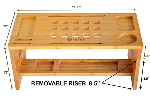 Royal Craft Wood Monitor Stand with Riser, Storage Organizer Bamboo,
3.5" or 12" High (12")