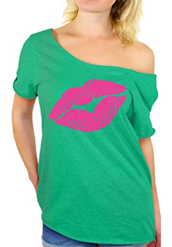 Awkward Styles 80s Shirt Oversized Sexy Neon Pink Lips Shirt 80s Accessories Heatherkelly L/XL